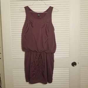 Very J Purple Blouson Dress with Flower Detail